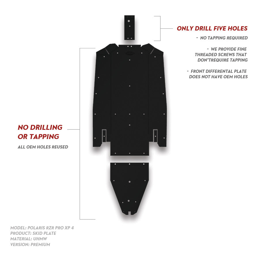 Skid Plate | Premium 3-Piece | UHMW | Polaris RZR Pro XP 4