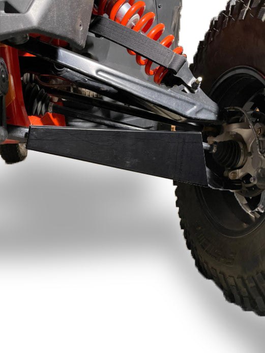 Upgrade the durability of your Can-Am Maverick X3 72" Suspension's front arms with UHMW Front Arm Guards - Premium protection by SSS Off-Road.